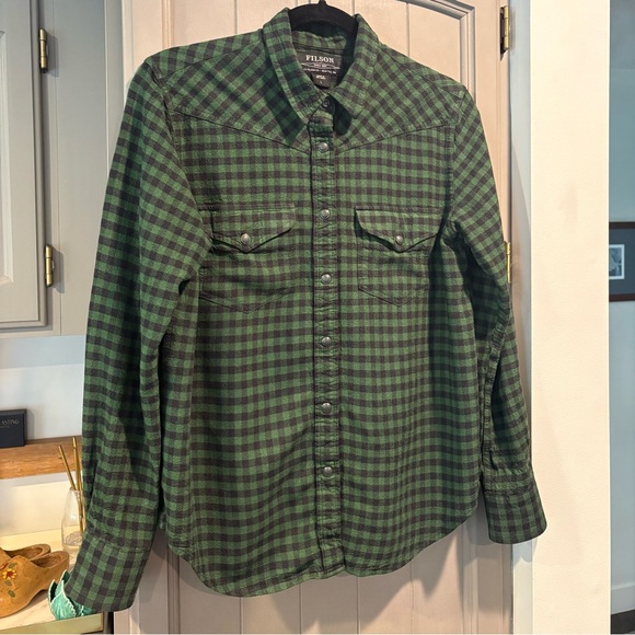 Filson Tops - FILSON Women's Buffalo Check Long-Sleeve Shirt, Green/Black, Fits Size M, Snaps